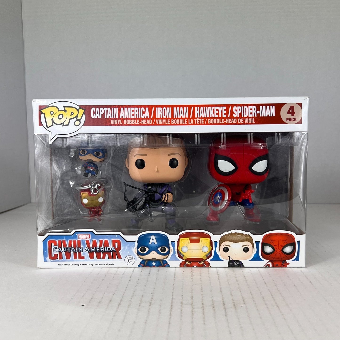 Funko POP Vinyl - Civil War - Captain America Iron Man Hawkeye Spider-Man 4 pack