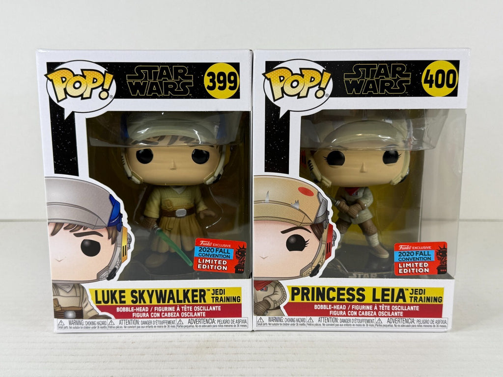 Funko POP Vinyl - Star Wars Luke Skywalker #399 Princess Leia #400 Jedi Training