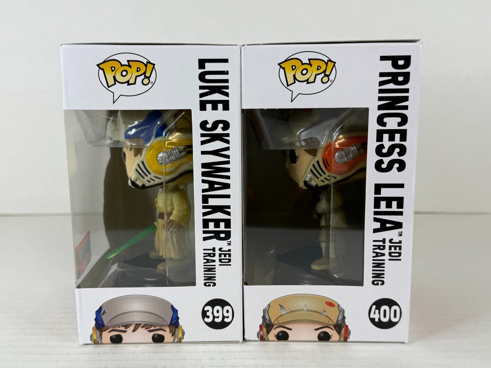 Funko POP Vinyl - Star Wars Luke Skywalker #399 Princess Leia #400 Jedi Training