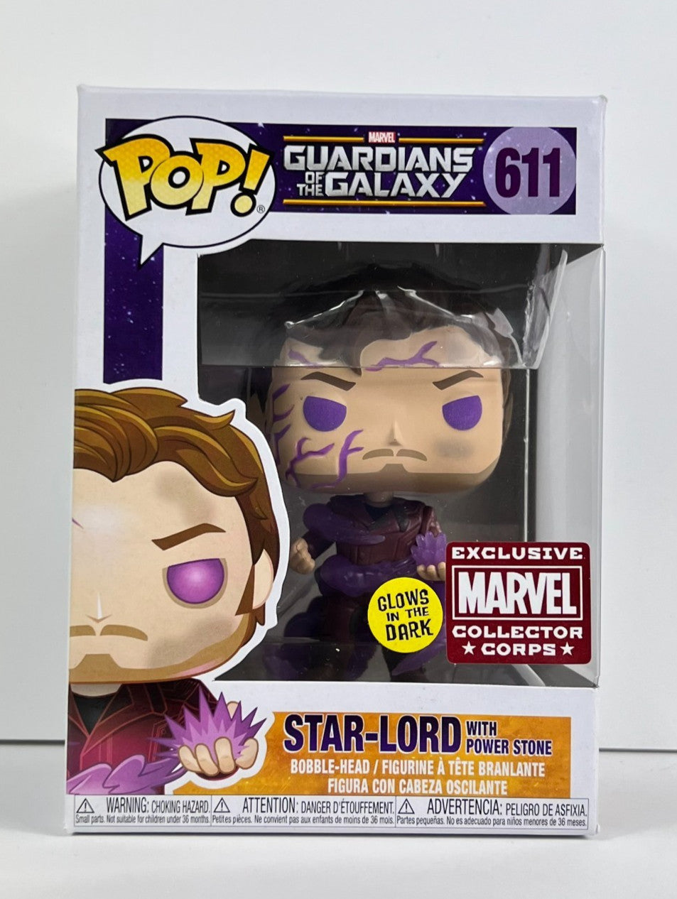 Funko POP Vinyl - Marvel - Star-Lord With Power Stone #611 GITD Collector Corps